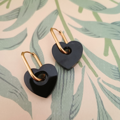 sister box boucles d'oreilles pampilles charm interchangeable fleur coeur citrouille automne resine fimo argile polymère noir orange bordeaux or vert d'eau leopard bleu sable beige etoile creoles bijoux blossom