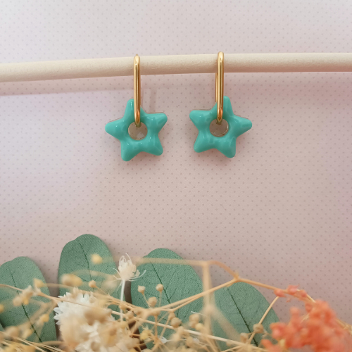 sister box boucles d'oreilles pampilles charm interchangeable fleur coeur citrouille automne resine fimo argile polymère noir orange bordeaux or vert d'eau leopard bleu sable beige etoile creoles bijoux blossom