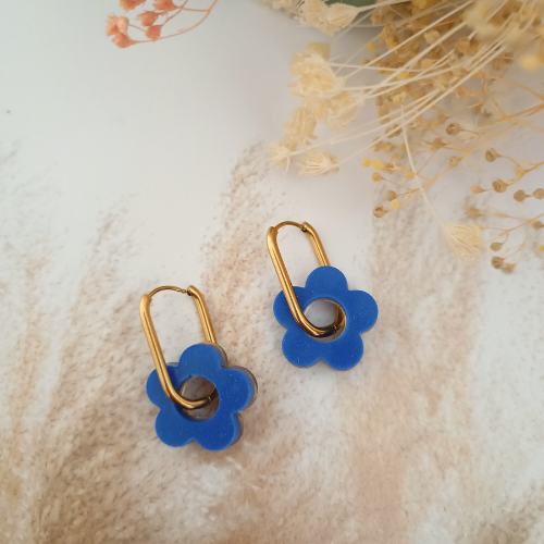 sister box boucles d'oreilles pampilles charm interchangeable fleur coeur citrouille automne resine fimo argile polymère noir orange bordeaux or vert d'eau leopard bleu sable beige etoile creoles bijoux blossom