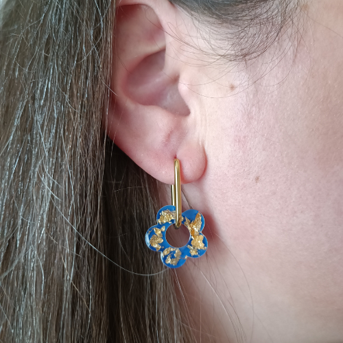 sister box boucles d'oreilles pampilles charm interchangeable fleur coeur citrouille automne resine fimo argile polymère noir orange bordeaux or vert d'eau leopard bleu sable beige etoile creoles bijoux blossom