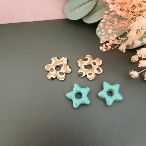 sister box boucles d'oreilles pampilles charm interchangeable fleur coeur citrouille automne resine fimo argile polymère noir orange bordeaux or vert d'eau leopard bleu sable beige etoile creoles bijoux blossom