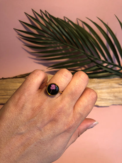 Bague aly rose fond noir