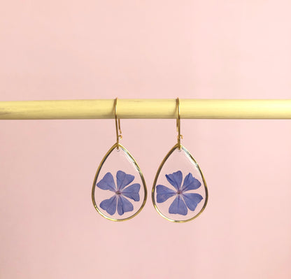 boucles d'oreilles goutte fleurs plumbago