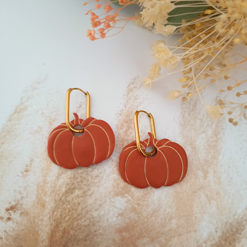 sister box boucles d'oreilles pampilles charm interchangeable fleur coeur citrouille automne resine fimo argile polymère noir orange bordeaux or vert d'eau leopard bleu sable beige etoile creoles bijoux blossom 