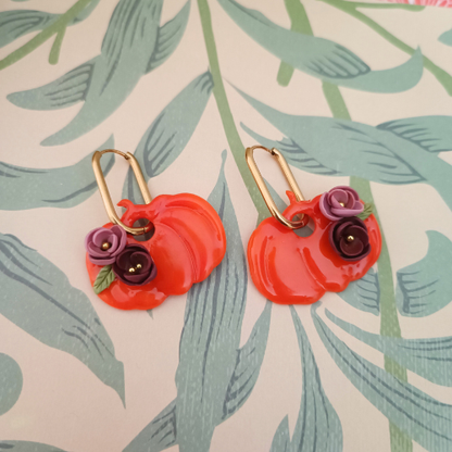 sister box boucles d'oreilles pampilles charm interchangeable fleur coeur citrouille automne resine fimo argile polymère noir orange bordeaux or vert d'eau leopard bleu sable beige etoile creoles bijoux blossom 