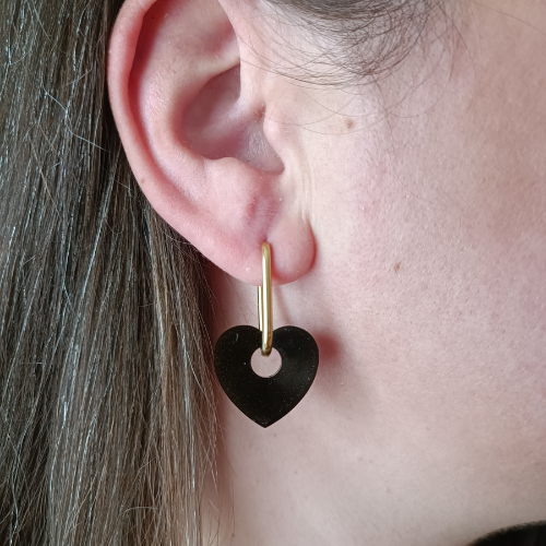 sister box boucles d'oreilles pampilles charm interchangeable fleur coeur citrouille automne resine fimo argile polymère noir orange bordeaux or vert d'eau leopard bleu sable beige etoile creoles bijoux blossom 