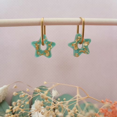 sister box boucles d'oreilles pampilles charm interchangeable fleur coeur citrouille automne resine fimo argile polymère noir orange bordeaux or vert d'eau leopard bleu sable beige etoile creoles bijoux blossom 