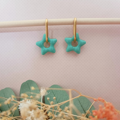 sister box boucles d'oreilles pampilles charm interchangeable fleur coeur citrouille automne resine fimo argile polymère noir orange bordeaux or vert d'eau leopard bleu sable beige etoile creoles bijoux blossom 