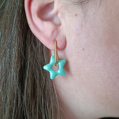 sister box boucles d'oreilles pampilles charm interchangeable fleur coeur citrouille automne resine fimo argile polymère noir orange bordeaux or vert d'eau leopard bleu sable beige etoile creoles bijoux blossom 