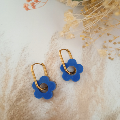 sister box boucles d'oreilles pampilles charm interchangeable fleur coeur citrouille automne resine fimo argile polymère noir orange bordeaux or vert d'eau leopard bleu sable beige etoile creoles bijoux blossom 