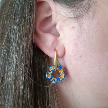 sister box boucles d'oreilles pampilles charm interchangeable fleur coeur citrouille automne resine fimo argile polymère noir orange bordeaux or vert d'eau leopard bleu sable beige etoile creoles bijoux blossom 