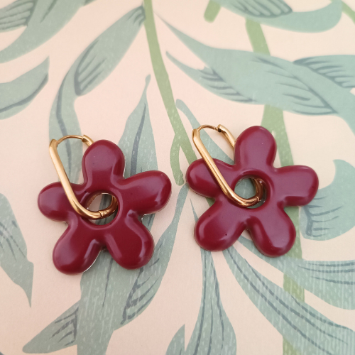 sister box boucles d'oreilles pampilles charm interchangeable fleur coeur citrouille automne resine fimo argile polymère noir orange bordeaux or vert d'eau leopard bleu sable beige etoile creoles bijoux blossom 