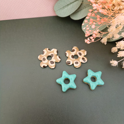 sister box boucles d'oreilles pampilles charm interchangeable fleur coeur citrouille automne resine fimo argile polymère noir orange bordeaux or vert d'eau leopard bleu sable beige etoile creoles bijoux blossom 