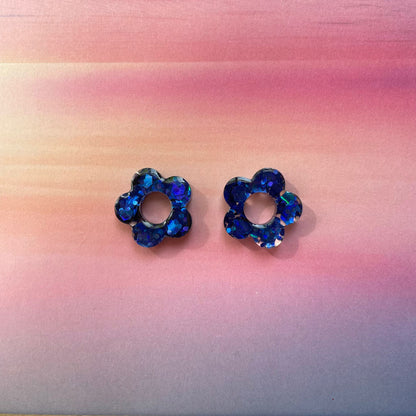 bijoux boucles d'oreilles créoles doré argenté or argent fleur résine paillettes tendance interchangeable bleu rose multicolore vert jaune noir blanc turquoise fuchsia pastel orange rouge 