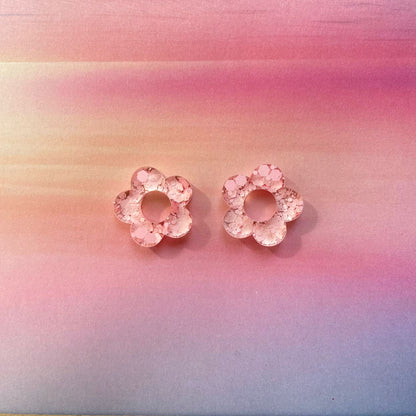 bijoux boucles d'oreilles créoles doré argenté or argent fleur résine paillettes tendance interchangeable bleu rose multicolore vert jaune noir blanc turquoise fuchsia pastel orange rouge 