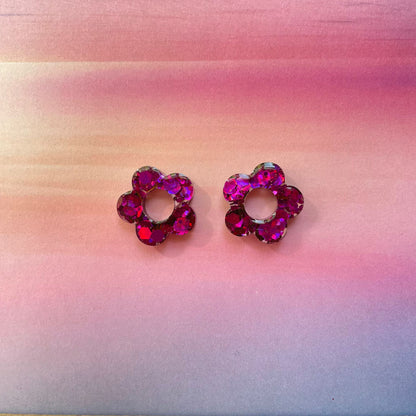 bijoux boucles d'oreilles créoles doré argenté or argent fleur résine paillettes tendance interchangeable bleu rose multicolore vert jaune noir blanc turquoise fuchsia pastel orange rouge 