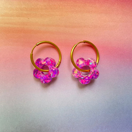 bijoux boucles d'oreilles créoles acier inoxydable ronde ovales rectangle doré argenté charm pampille fleur resine paillettes bleu brillant violet multicolore pastel vert jaune noir blanc nacré rose turquoise fuchsia orange sirène rouge néon 