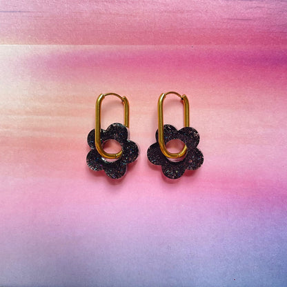 bijoux boucles d'oreilles créoles acier inoxydable ronde ovales rectangle doré argenté charm pampille fleur resine paillettes bleu brillant violet multicolore pastel vert jaune noir blanc nacré rose turquoise fuchsia orange sirène rouge néon 