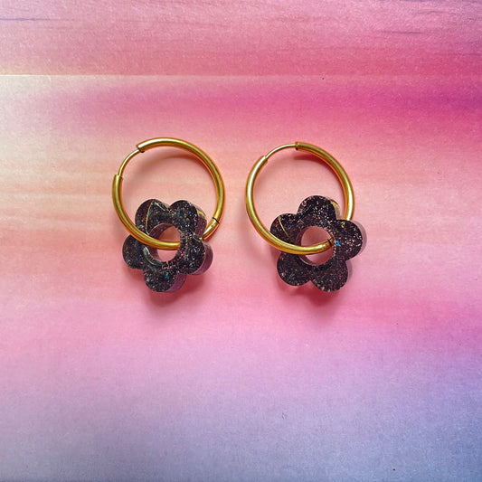 bijoux boucles d'oreilles créoles acier inoxydable ronde ovales rectangle doré argenté charm pampille fleur resine paillettes bleu brillant violet multicolore pastel vert jaune noir blanc nacré rose turquoise fuchsia orange sirène rouge néon 
