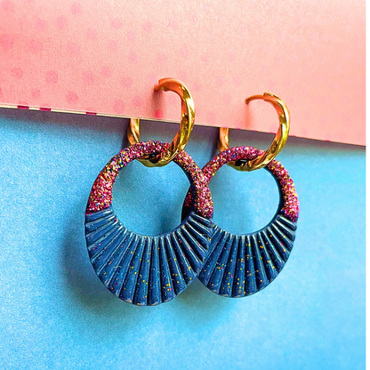 sister box pink lagoon créoles pampilles interchangeables ronde texturée acier inoxydable rond ovale fleur argile polymère fimo résine epoxy paillettes uni bleu marine clair rose fuchsia