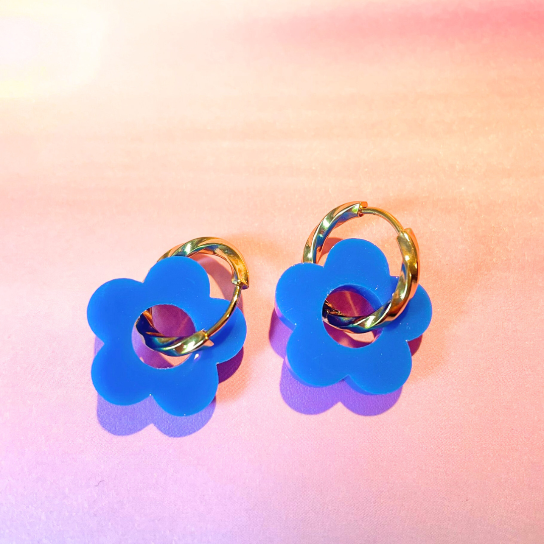 sister box pink lagoon créoles pampilles interchangeables ronde texturée acier inoxydable rond ovale fleur argile polymère fimo résine epoxy paillettes uni bleu marine clair rose fuchsia