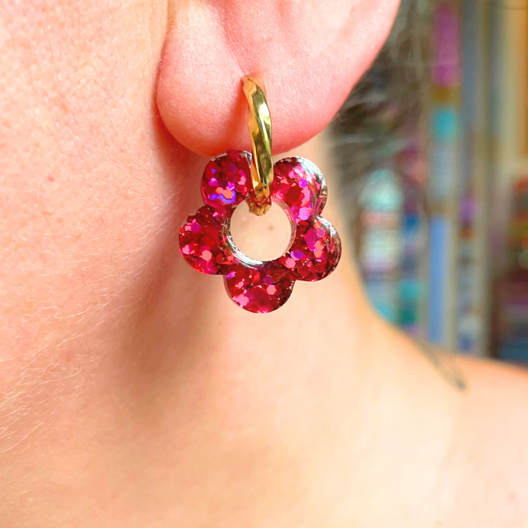 sister box pink lagoon créoles pampilles interchangeables ronde texturée acier inoxydable rond ovale fleur argile polymère fimo résine epoxy paillettes uni bleu marine clair rose fuchsia