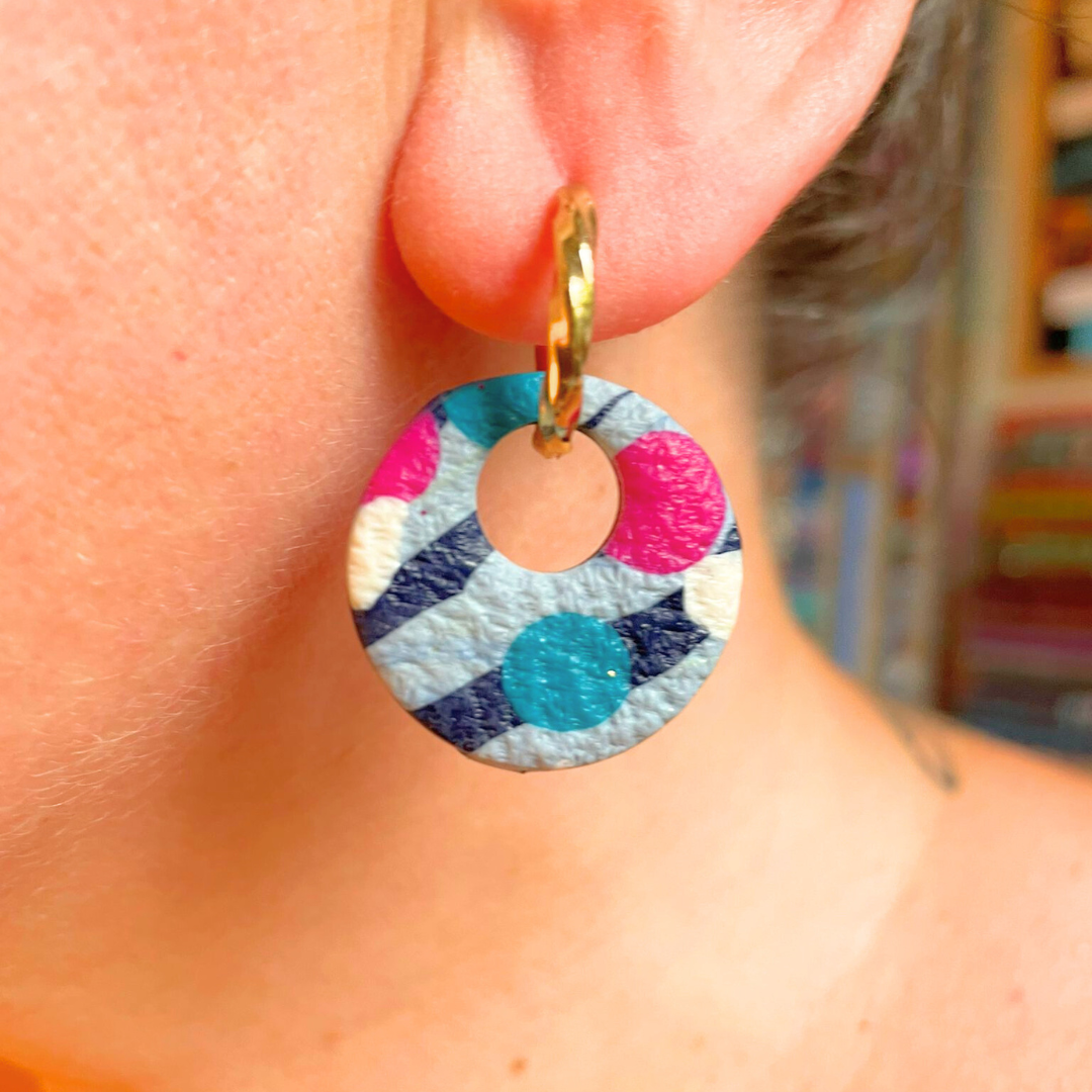 sister box pink lagoon créoles pampilles interchangeables ronde texturée acier inoxydable rond ovale fleur argile polymère fimo résine epoxy paillettes uni bleu marine clair rose fuchsia